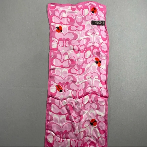 Coach Scarf 100% Silk Made in Japan Interlocking Cs with Ladybugs - Picture 9 of 16